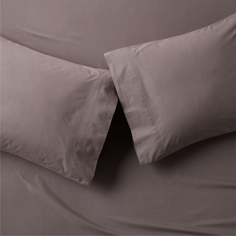 View Dione Organic Cotton Washed Percale 400 Thread Count Charcoal King Pillowcases Set of 2 details