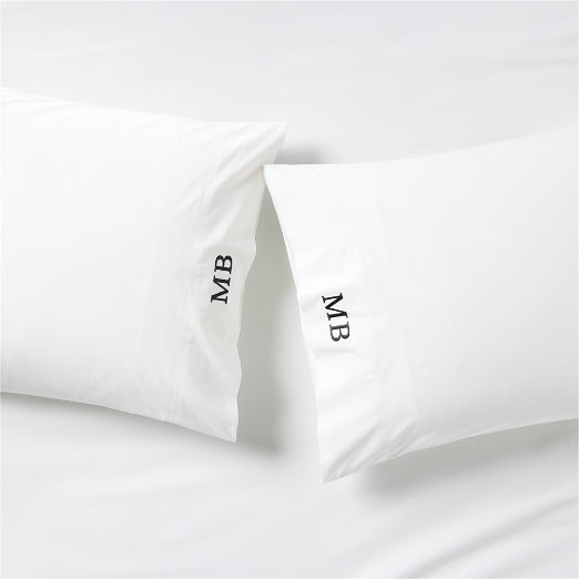 Dione Organic Cotton Washed Percale 400 Thread Count White Standard Pillowcases Set of 2