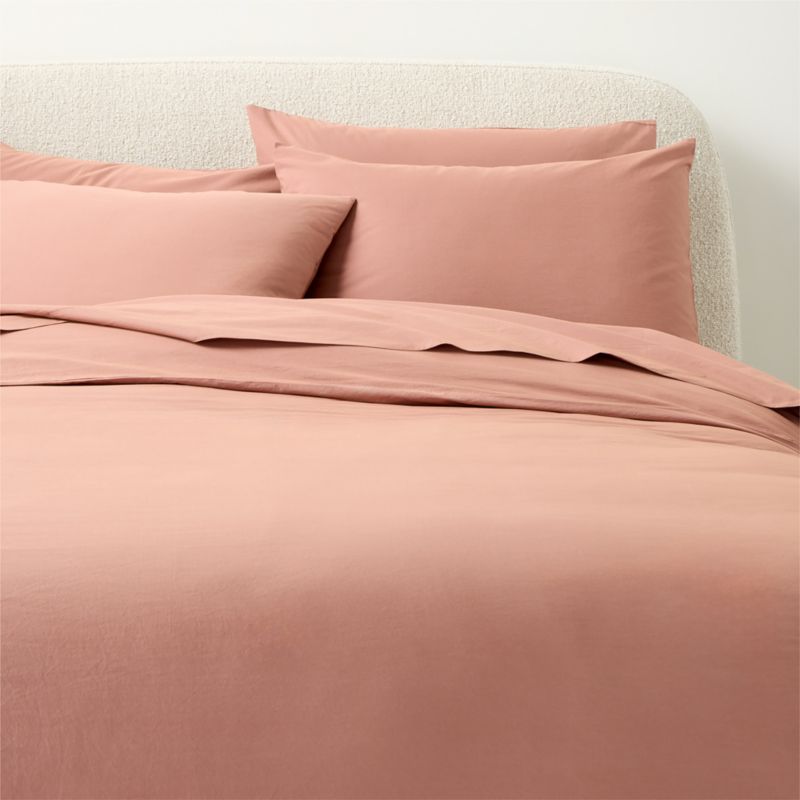 Viewing product image Dione Organic Cotton Washed Percale 400 Thread Count Smoked Mauve Full/Queen Duvet Cover - image 1 of 3