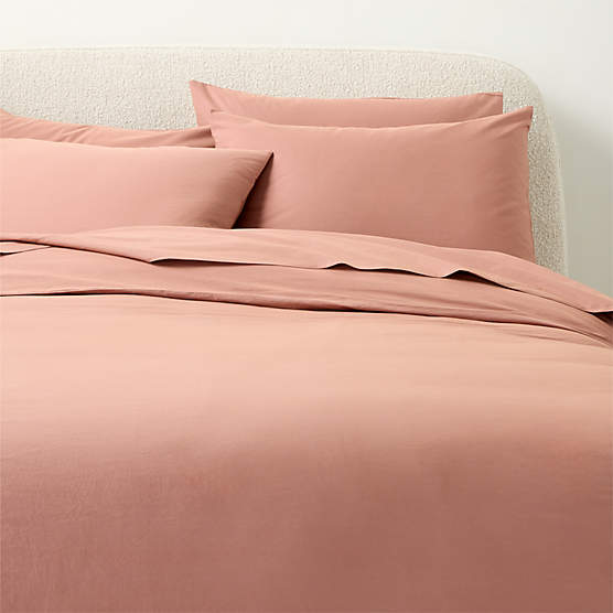 Dione Organic Cotton Washed Percale 400 Thread Count Smoked Mauve Full/Queen Duvet Cover