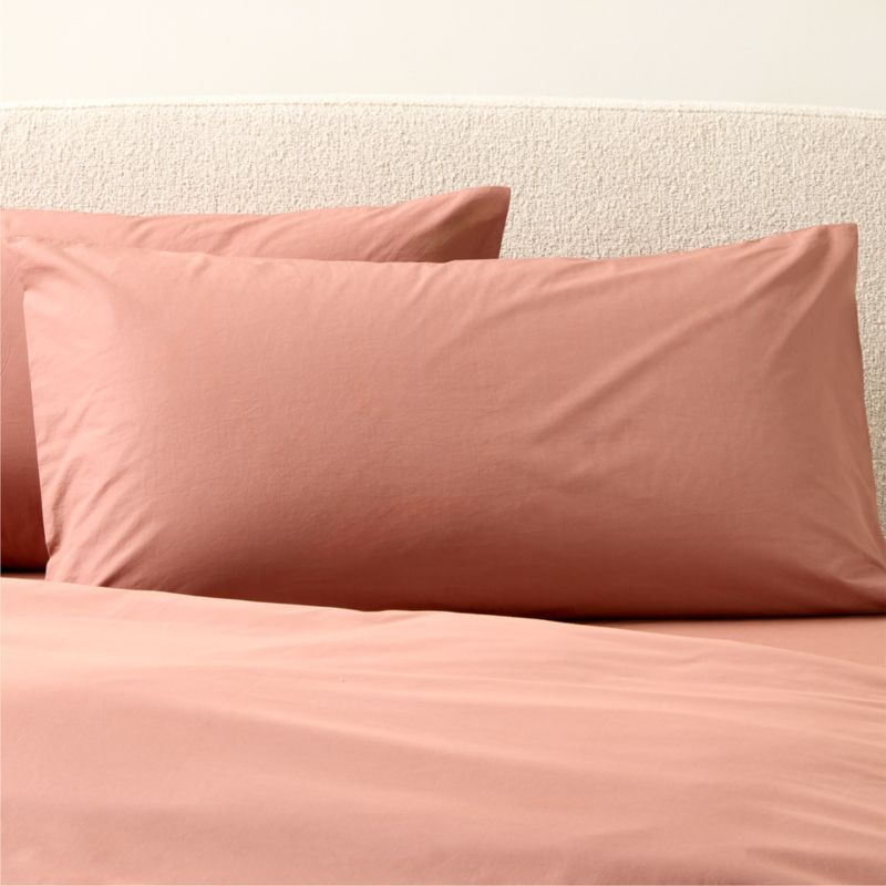 Dione Organic Cotton Washed Percale 400 Thread Count Smoked Mauve King Pillow Shams Set of 2 - image 0 of 5