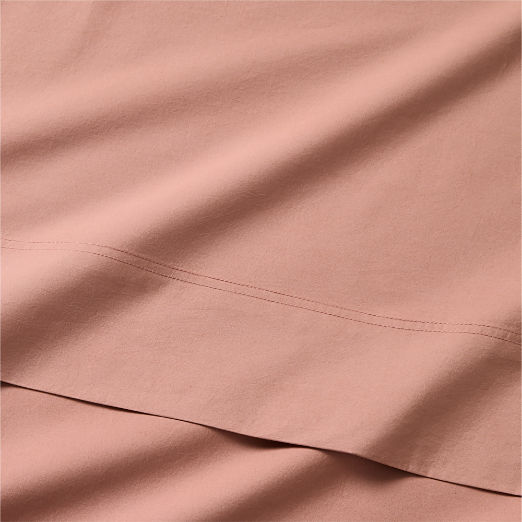 Dione Organic Cotton Washed Percale 400 Thread Count Smoked Mauve King Pillowcases Set of 2