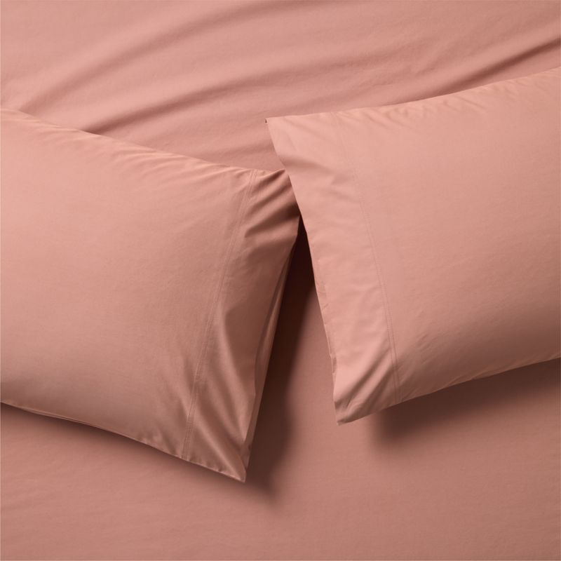 Dione Organic Cotton Washed Percale 400 Thread Count Smoked Mauve Standard Pillowcases Set of 2 - image 0 of 3