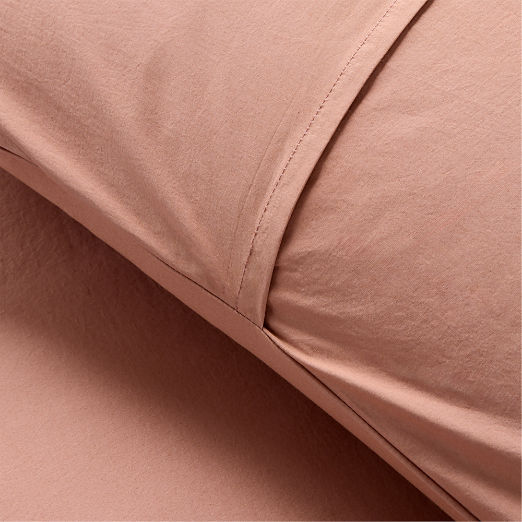 Dione Organic Cotton Washed Percale 400 Thread Count Smoked Mauve Pillow Shams Set of 2