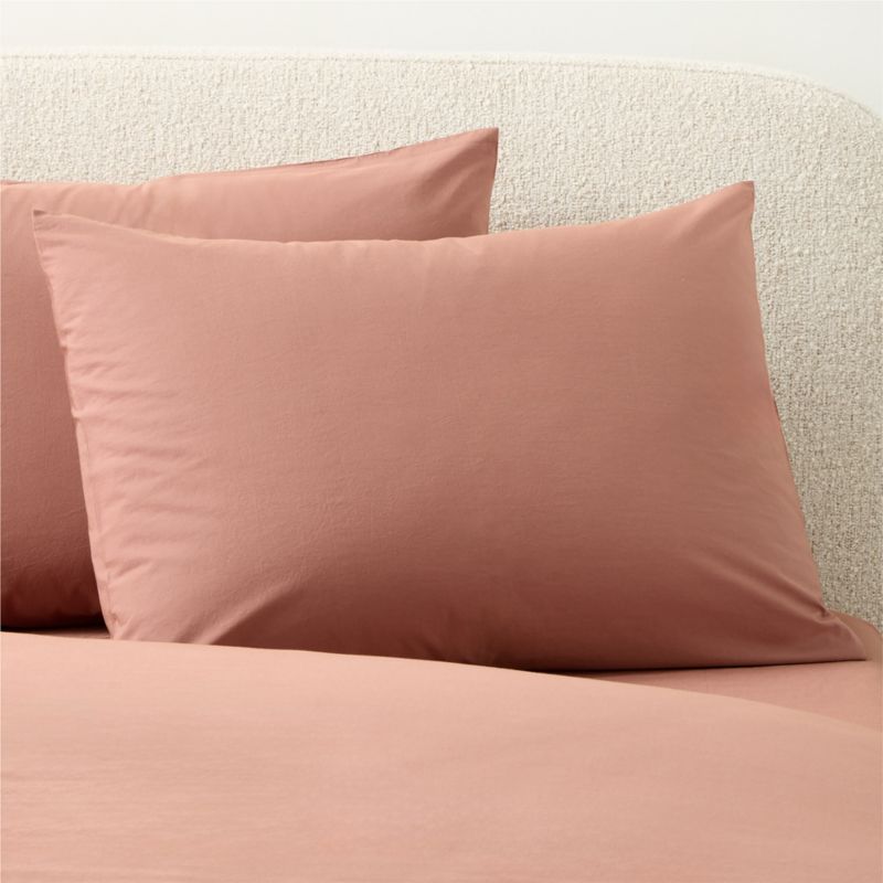 Viewing product image Dione Organic Cotton Washed Percale 400 Thread Count Smoked Mauve Standard Pillow Shams Set of 2 - image 1 of 4