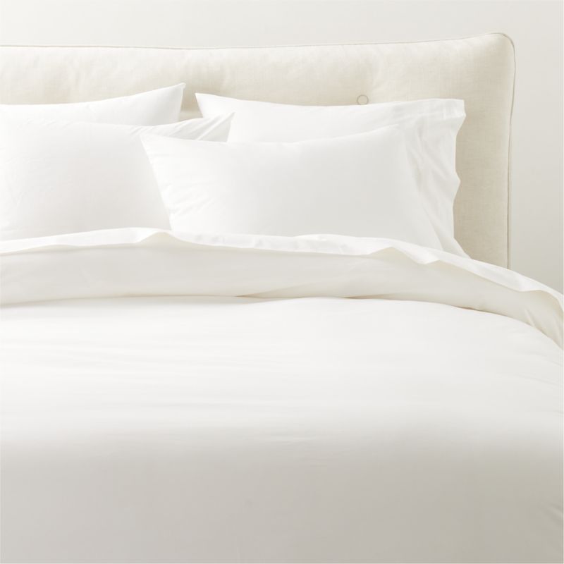 View Dione Organic Cotton Washed Percale 400 Thread Count White King Duvet Cover details