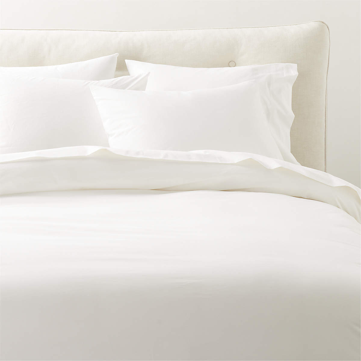 Dione Organic Cotton Washed Percale 400 Thread Count White Pillow Shams ...