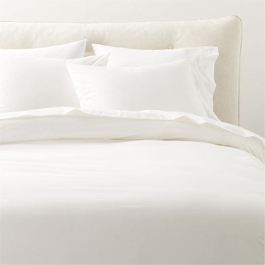 Dione Organic Cotton Washed Percale 400 Thread Count White Duvet Cover