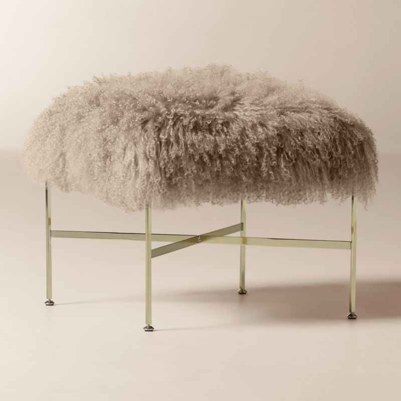 Director Taupe Shearling Ottoman Model 1201 by Paul McCobb - image 2 of 6