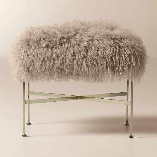 Director Taupe Shearling Ottoman Model 1201 by Paul McCobb