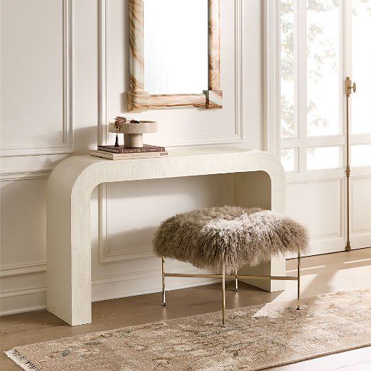 Director Taupe Shearling Ottoman Model 1201 by Paul McCobb