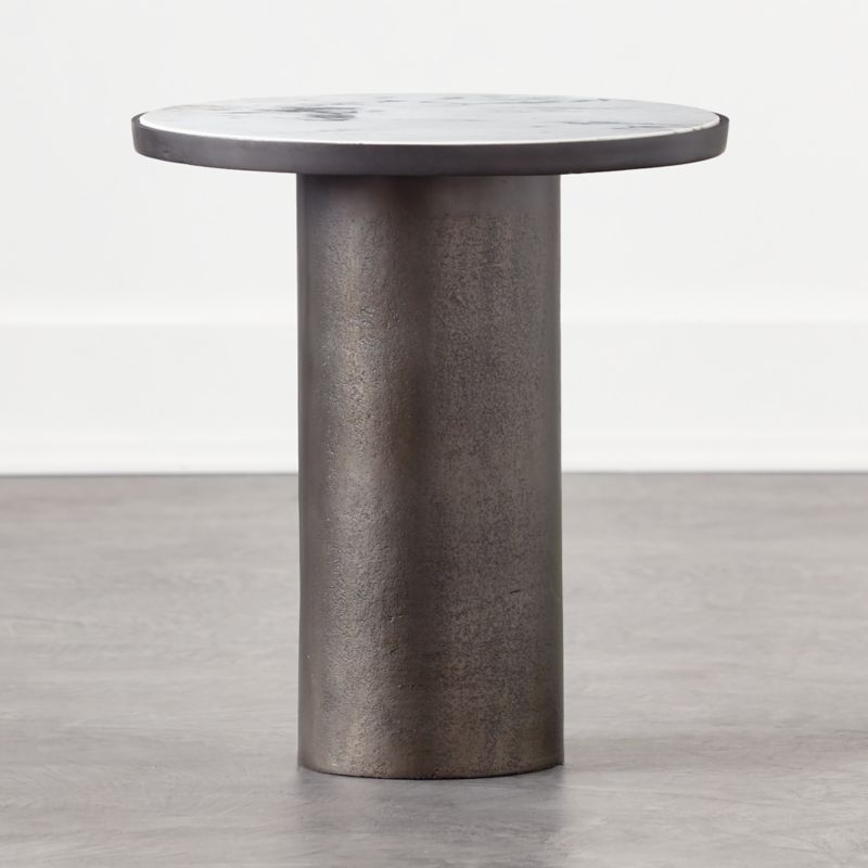 Discus Round Marble Modern Side Table CB2