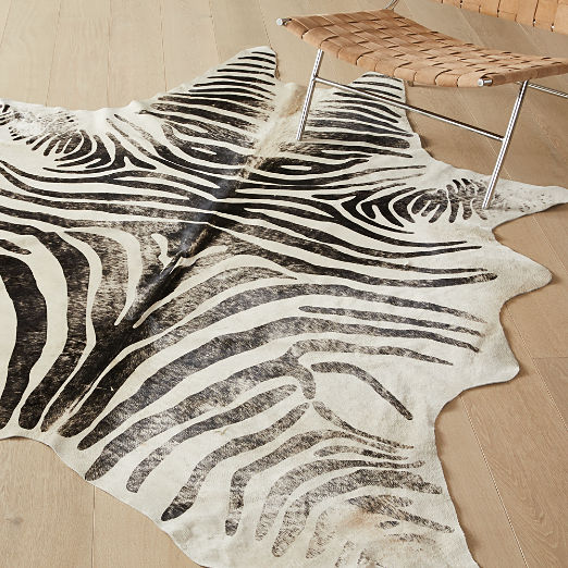 Distressed Faux Zebra Hide Area Rug 5'x8'