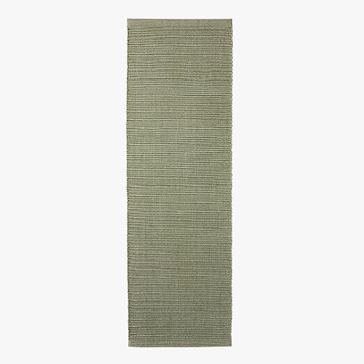 Diver Handwoven Ribbed Green Indoor/Outdoor Performance Runner Rug 2.5'x8'