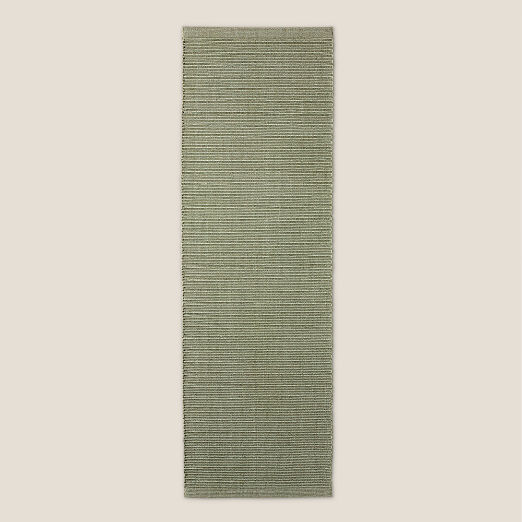 Diver Handwoven Ribbed Green Indoor/Outdoor Performance Runner Rug 2.5'x8'