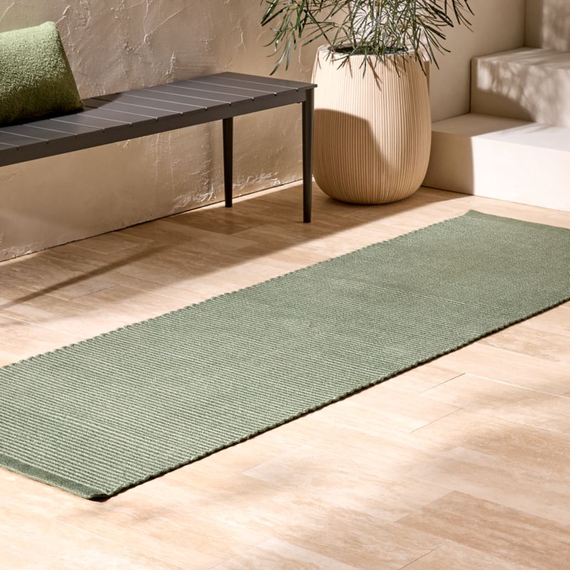 Diver Handwoven Ribbed Green Indoor/Outdoor Performance Runner Rug 2.5'x8' - image 1 of 4
