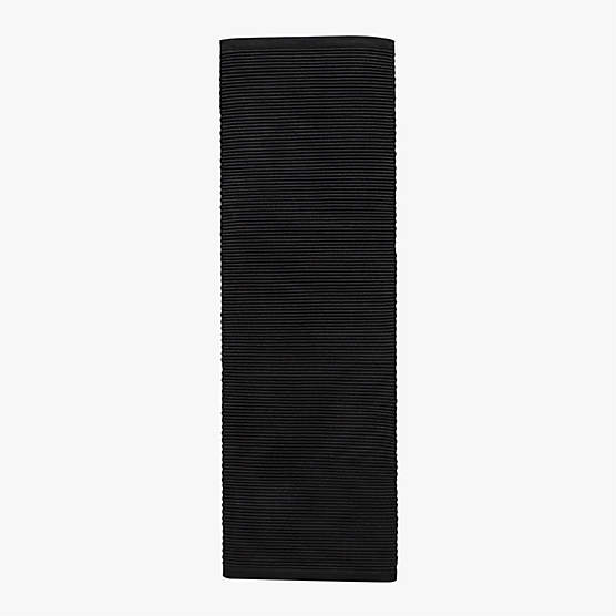 Diver Handwoven Ribbed Black Indoor/Outdoor Performance Runner Rug 2.5'x8'