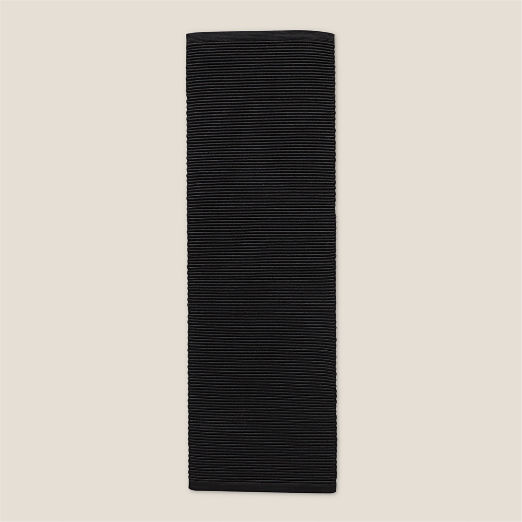 Diver Handwoven Ribbed Black Indoor/Outdoor Performance Runner Rug 2.5'x8'