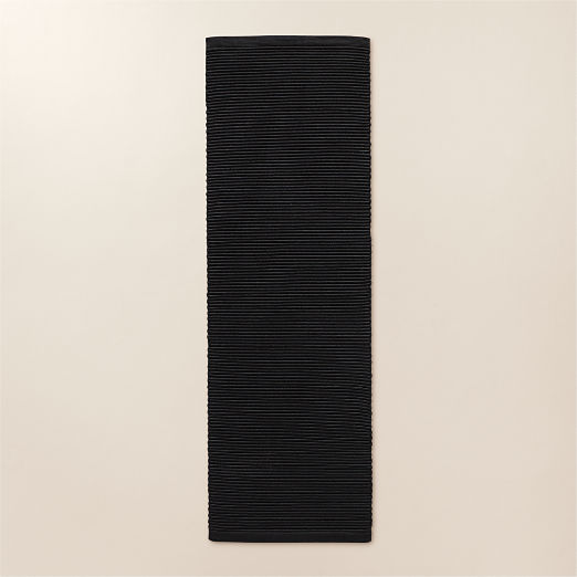 Diver Handwoven Ribbed Black Indoor/Outdoor Performance Runner Rug 2.5'x8'