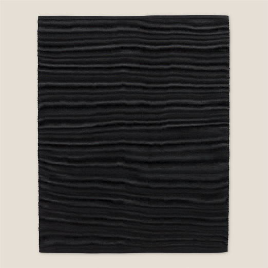 Diver Handwoven Ribbed Black Indoor/Outdoor Performance Area Rug