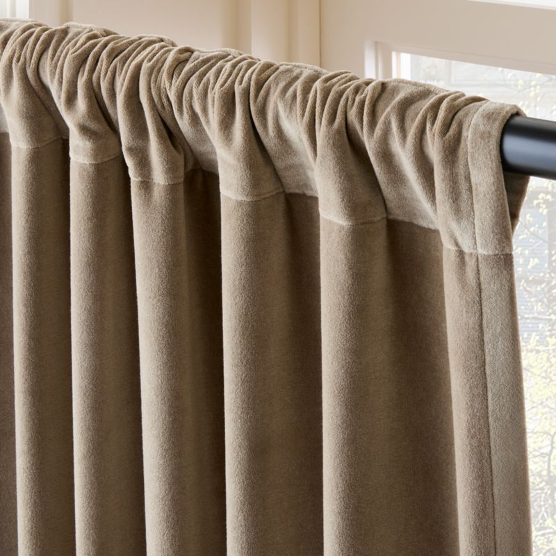 Dark Taupe Organic Cotton Velvet Window Curtain Panel 48"x84" - image 4 of 6