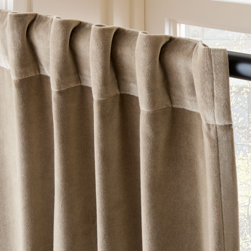 Dark Taupe Organic Cotton Velvet Window Curtain Panel 48"x84" - image 3 of 6