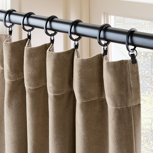 Dark Taupe Organic Cotton Velvet Window Curtain Panel