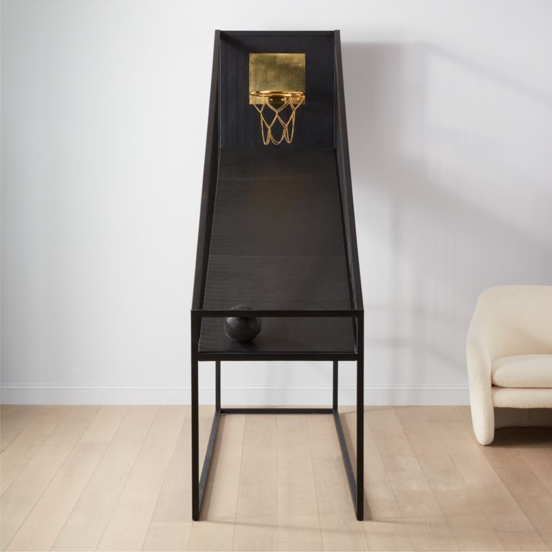 CB2 - November Catalog 2020 - Grey Leather and Brass Basketball Hoop