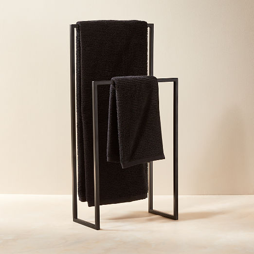 Dois Matte Black Double Rod Towel Rack