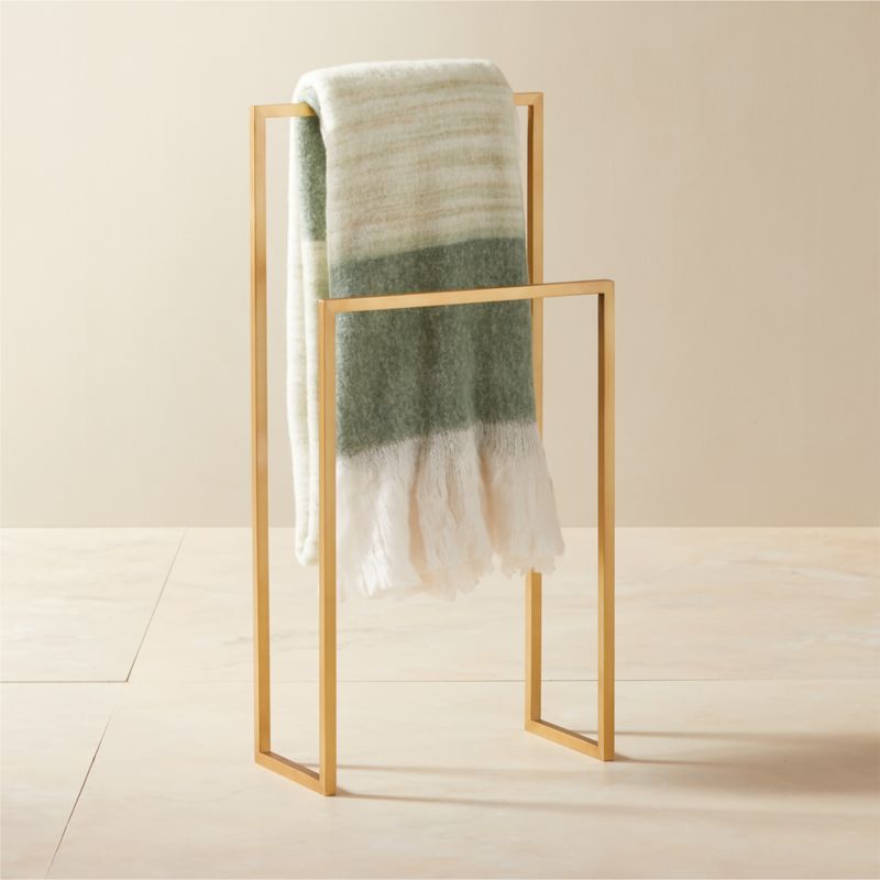 Dois Satin Brass Double Rod Towel Rack - image 3 of 5