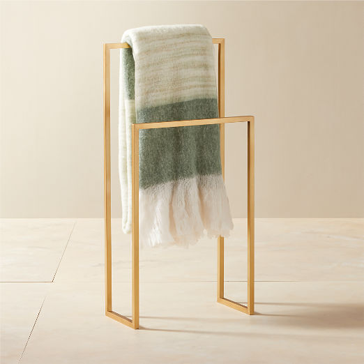 Dois Satin Brass Double Rod Towel Rack