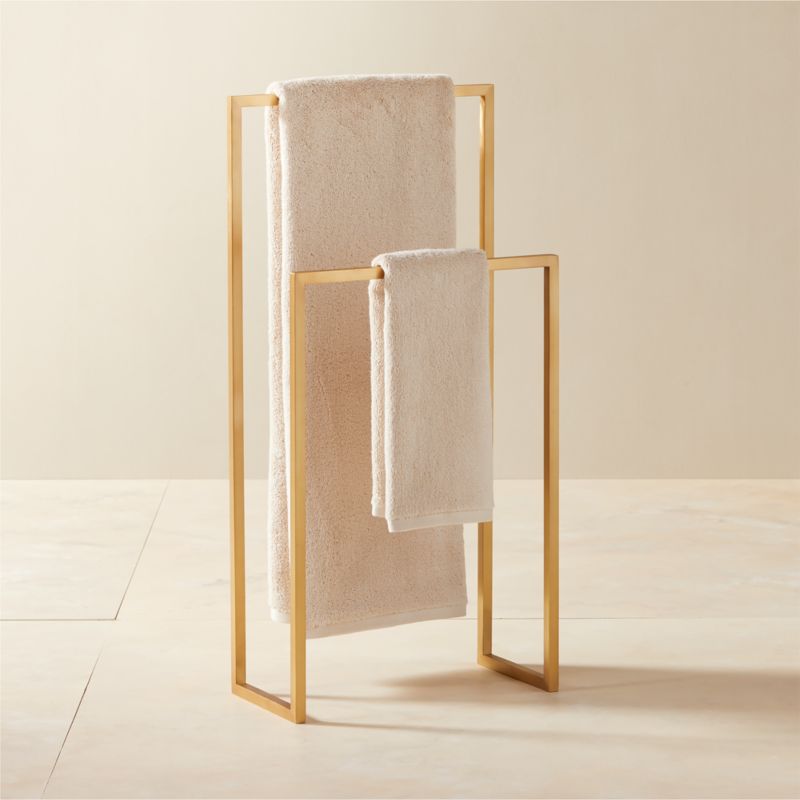 Dois Satin Brass Double Rod Towel Rack - image 1 of 5