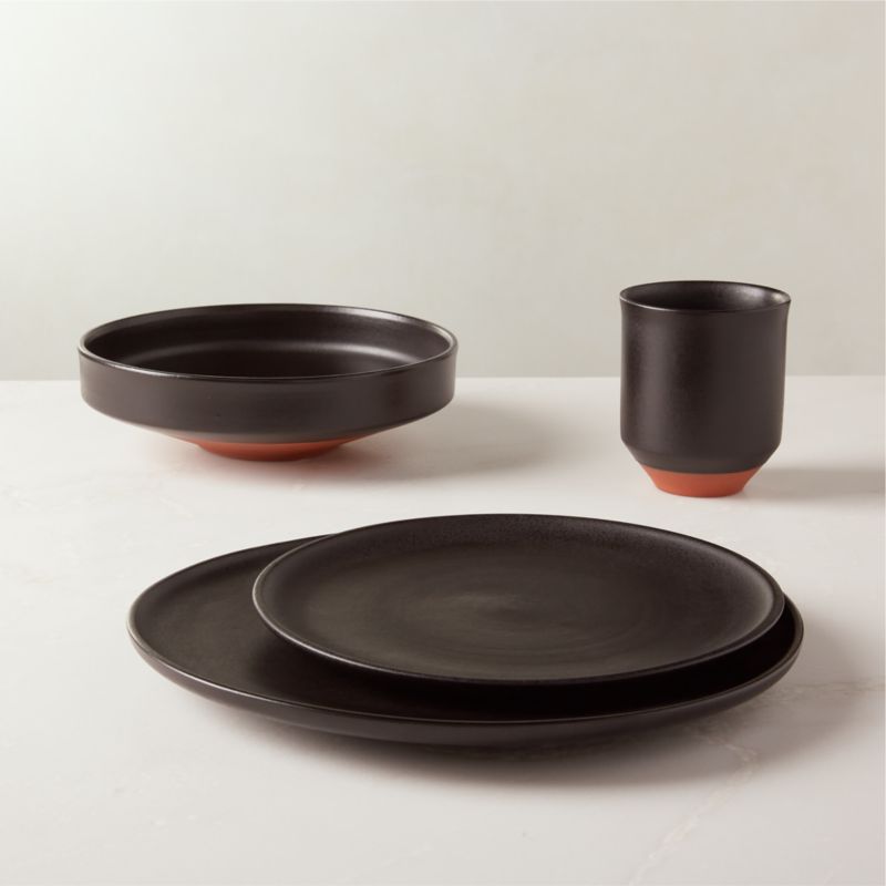 View Dolce 4-Piece Black Dinnerware Set with Pasta Bowl details
