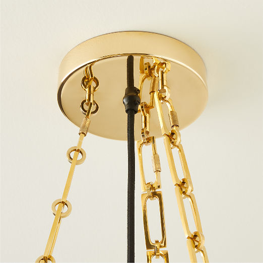 Dome Chain Link Unlacquered Brass Pendant Light