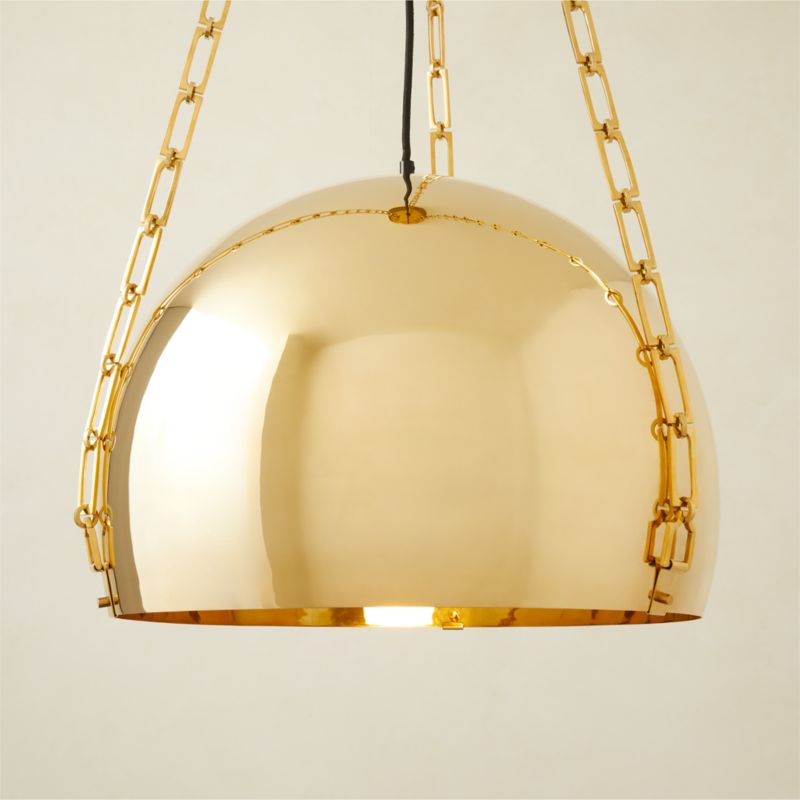 Dome Chain Link Unlacquered Brass Pendant Light - image 0 of 9