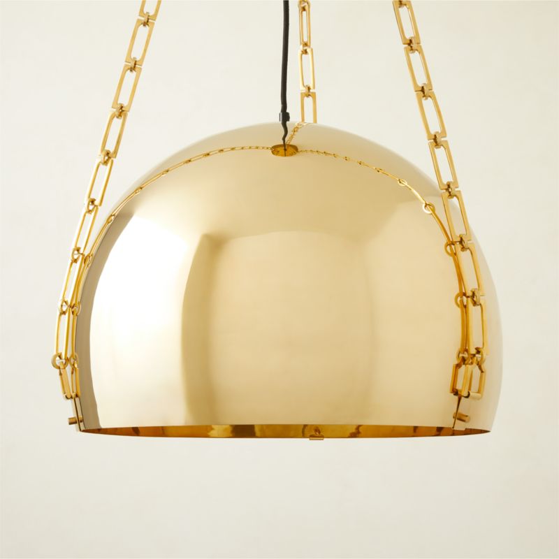 Dome Chain Link Unlacquered Brass Pendant Light - image 2 of 9