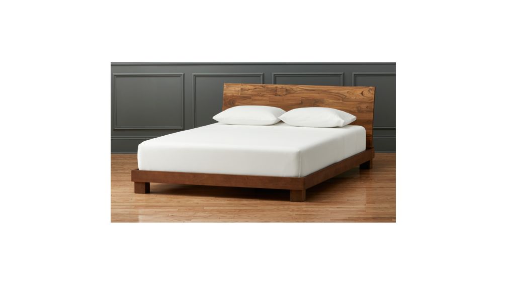 dondra teak queen bed + reviews | cb2