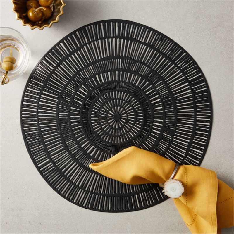 Doodle Black Round Plastic Placemat - image 1 of 6