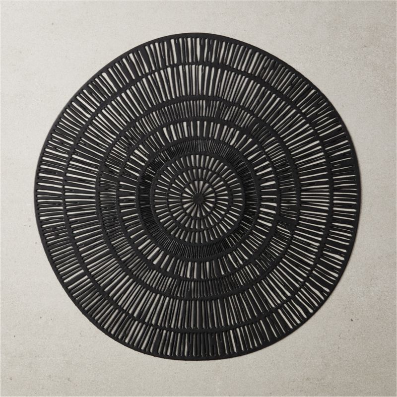 Doodle Black Round Plastic Placemat - image 0 of 6