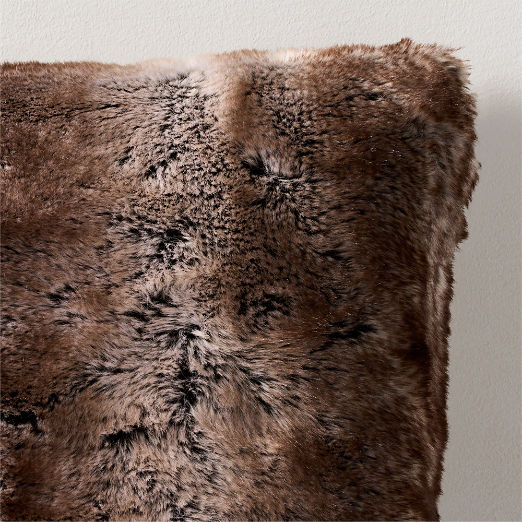 Dorian Brown Faux Fur Throw Pillow 20"x20"