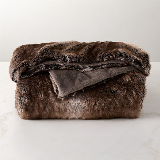 Dorian Brown Faux Fur Throw Blanket 60"x80"