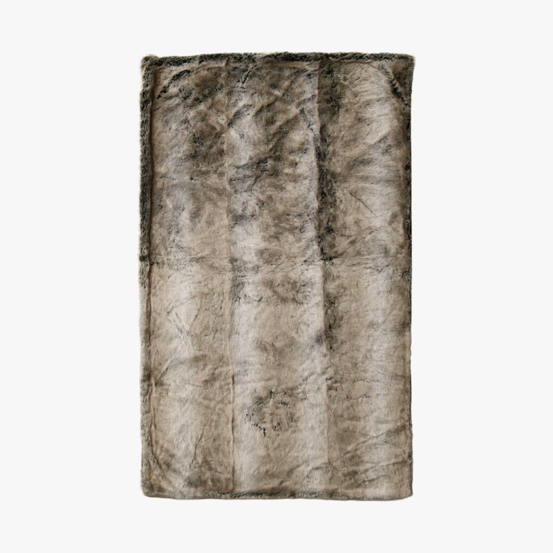 Dorian Taupe and Green Faux Fur Throw Blanket 48"x80" - image 2 of 4