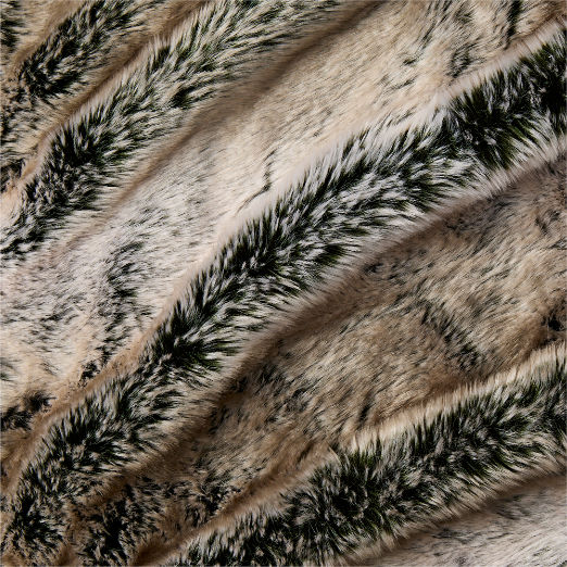 Dorian Taupe and Green Faux Fur Throw Blanket 48"x80"