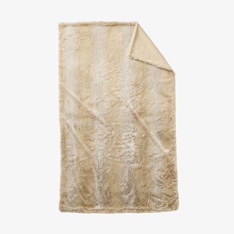 Dorian Warm White and Tan Fur Throw Blanket 48"x80" - image 2 of 4