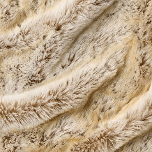 Dorian Warm White and Tan Fur Throw Blanket 48"x80"