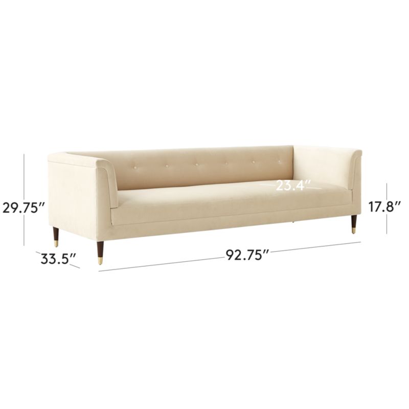 View Dorien 92" Tufted Cream White Velvet Sofa - image 3 of 9