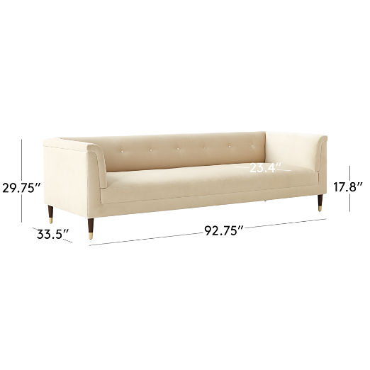 Dorien 92" Tufted Cream White Velvet Sofa