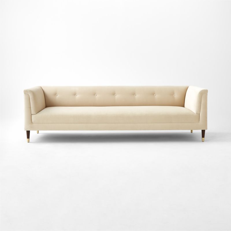 Dorien 92" Tufted Cream White Velvet Sofa - image 3 of 9