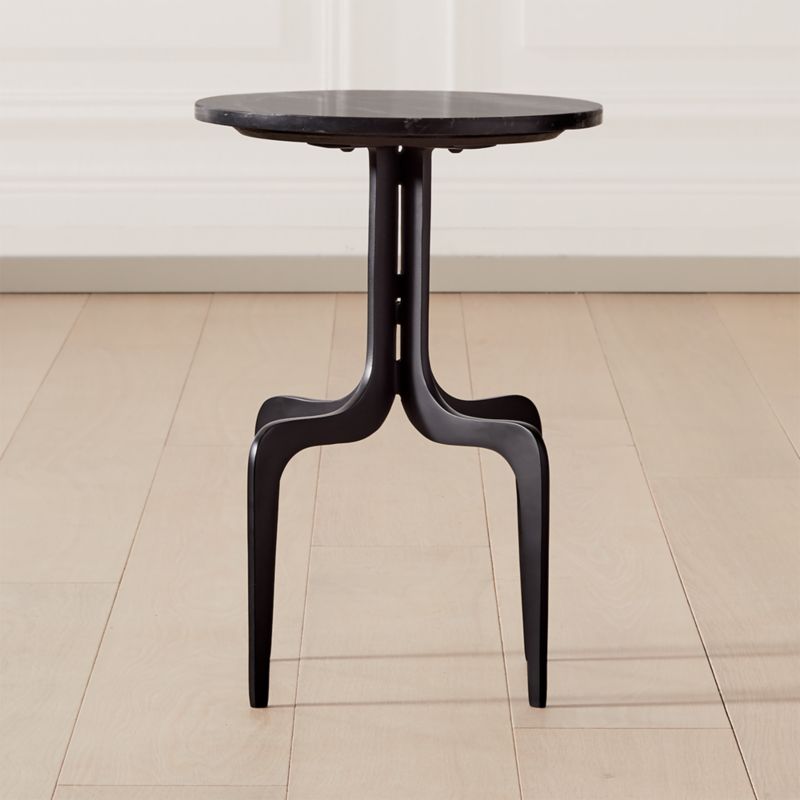 Dorset Round Black Marble Side Table Reviews Cb2