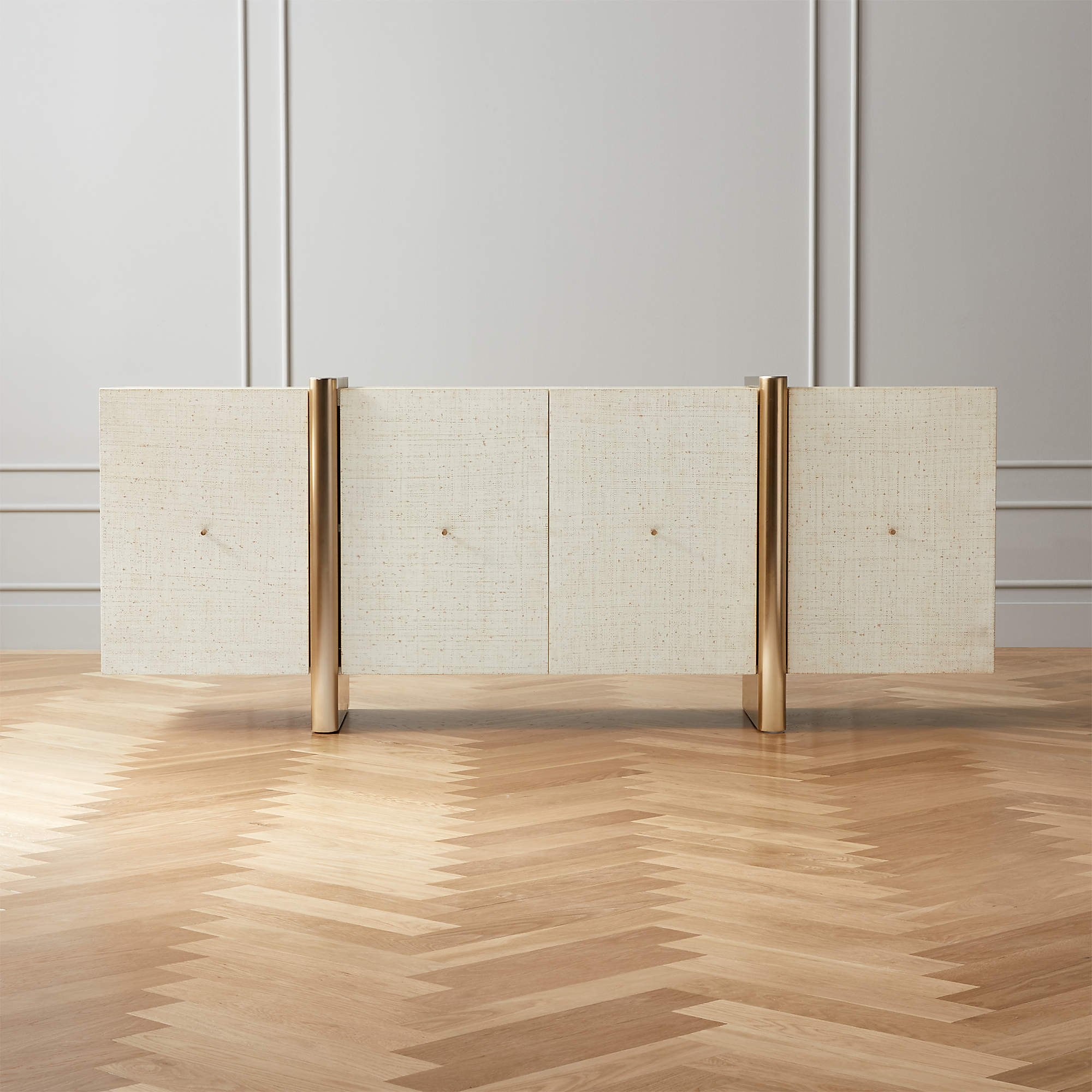 Dorset Lacquered White Linen Credenza + Reviews CB2